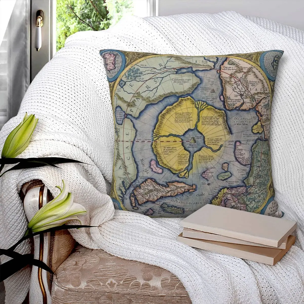 

Map Of The North Polar Regions (1595) Pillowcase Printed Cushion Cover Sofa Waist Pillow Pillow Cover