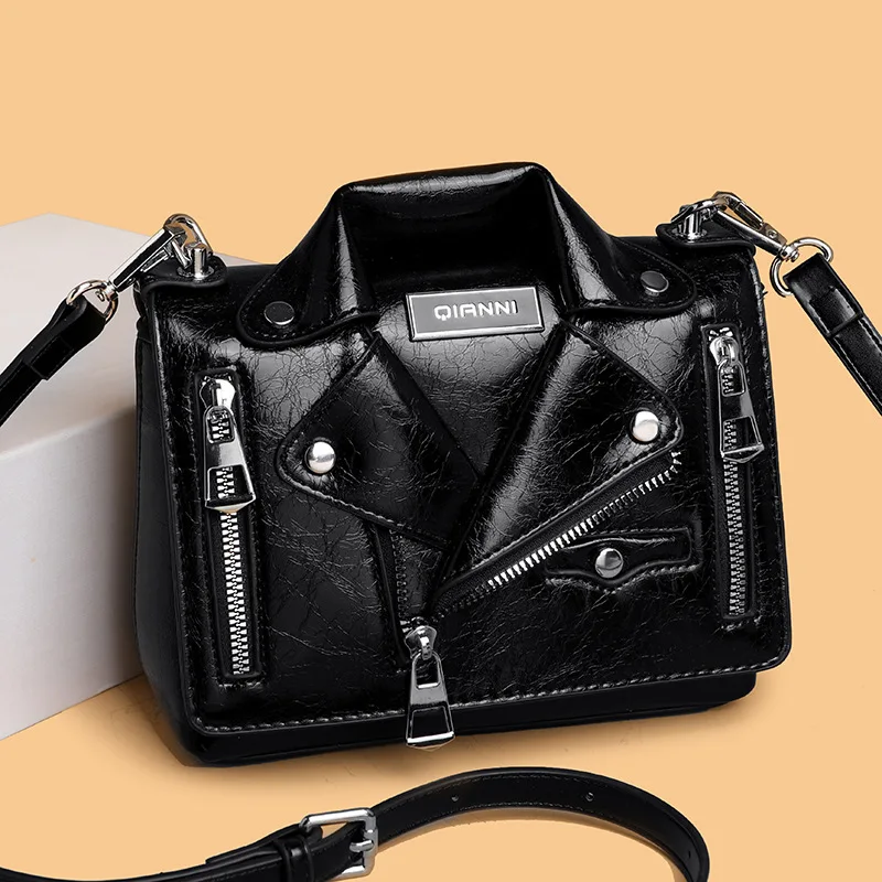 Роскошная сумка-цепочка женская одежда куртка с заклепками на плечах