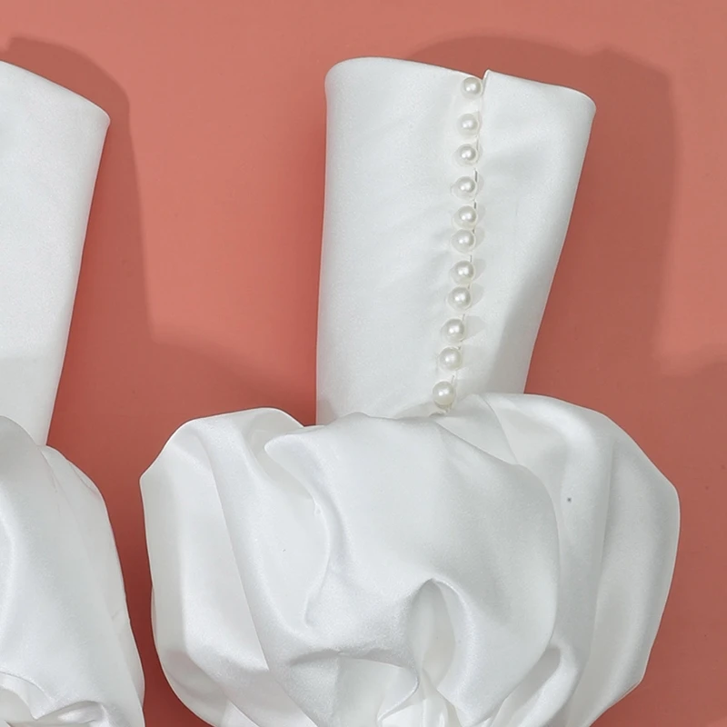 

M2EA Detachable Bridal Puff Sleeves Wedding Removable Long Sleeves White Handmade Elegant Wedding Bridal Arm Decorations