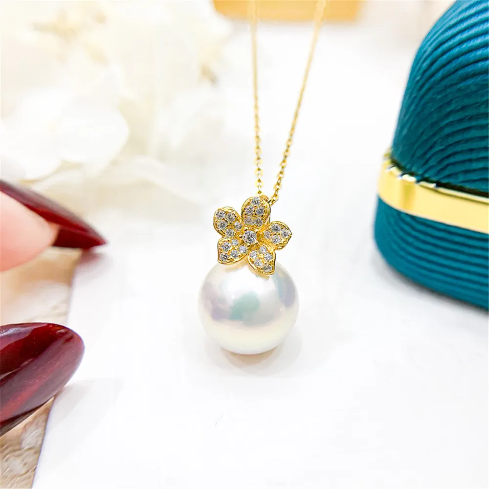 

DIY Pearl Accessories 925 Silver Pendant Empty Hold Fashion Gold Silver Necklace Pendant Suitable for Embedding 10-13mm Beads