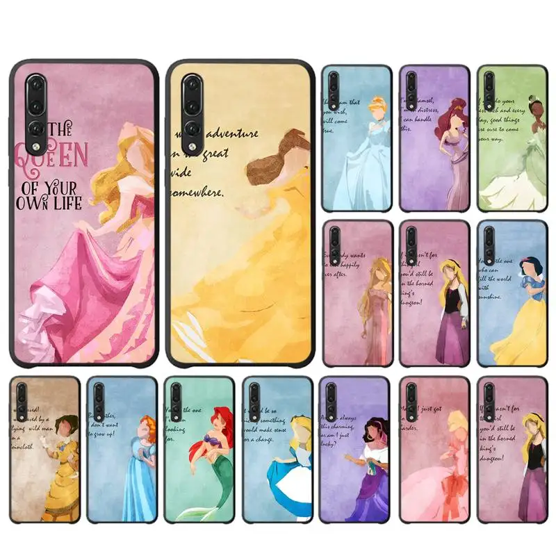 

Disney Princess Bell Ariel Character Painting Phone Case for Huawei P30 40 20 10 8 9 lite pro plus Psmart2019