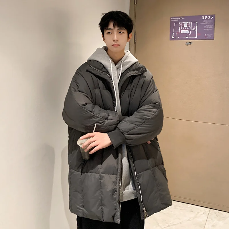 Winter Jacket Men Warm Fashion 4-color Thick Oversized Down Jackets Men Korean Loose Medium Long Coat Mens Parker Overcoat M-2XL