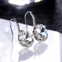 new classic silver plated square zircon drop earrings for women shine cz stone inlay fashion jewelry elegant wedding party gift