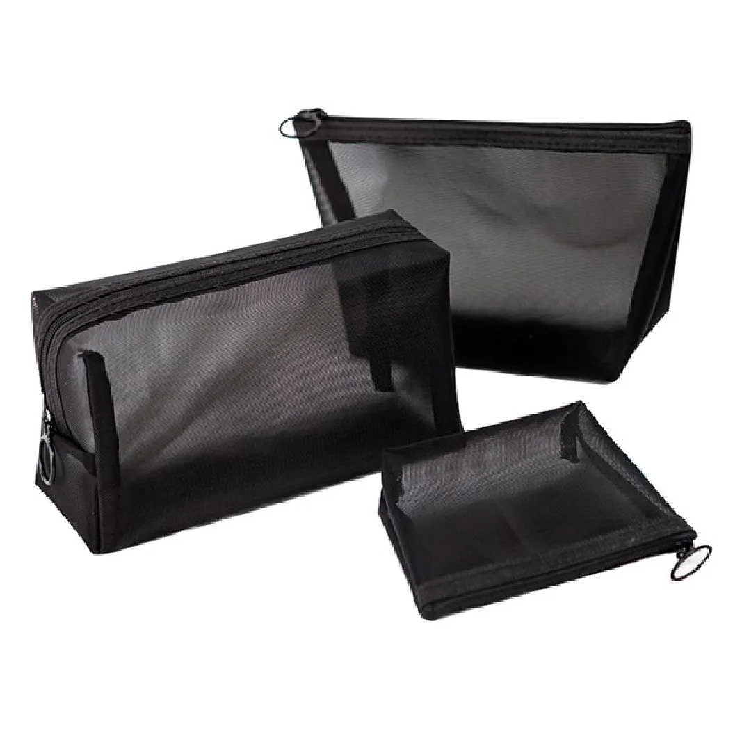 

3Size Women Men Neceser Cosmetic Bag Black Transparent Travel Fashion S M L Black Toiletry Makeup Organizer Bags Case Pouch