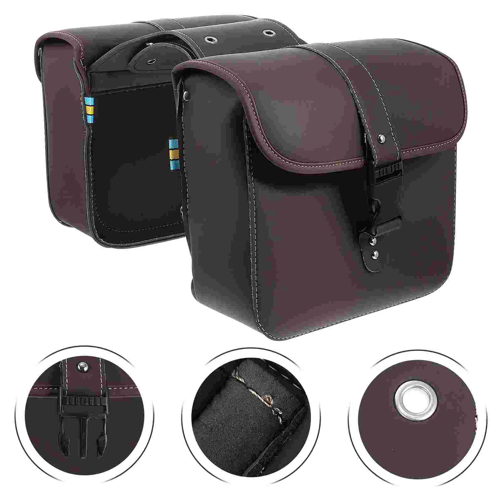 

1 Pair Leather Pouch Motorbike Bag Durable Storage Bag Motorbike Saddle Bag