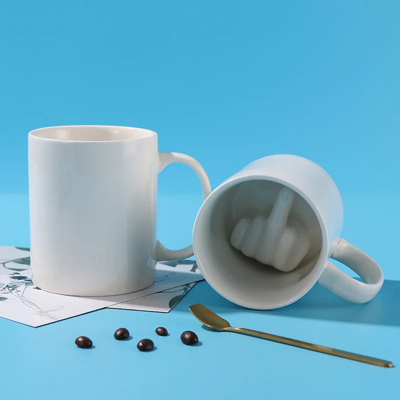 

3D керамическая чашка, забавная чашка на средний палец, чашка на палец, новая чашка, кофейная чашка, белая чашка для пары, кружка для смешивания, керамическая чашка