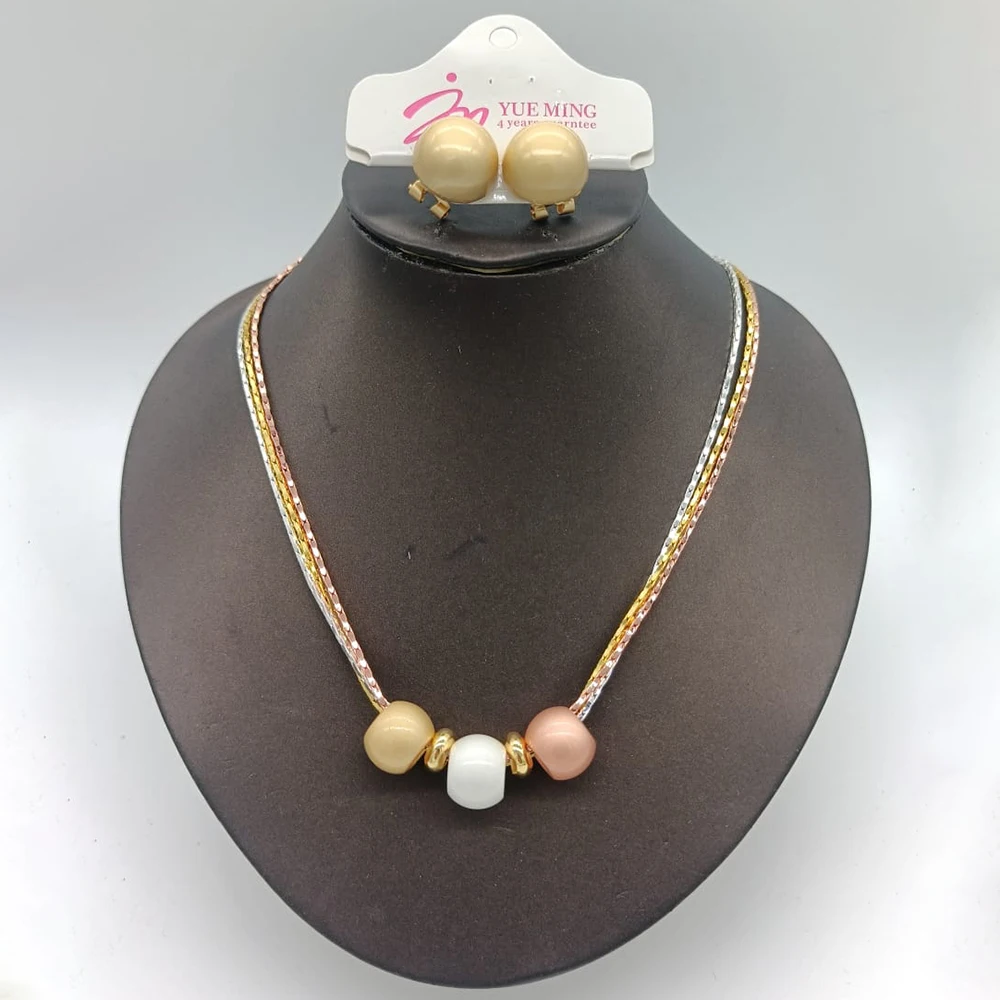 

Fashion Women Jewelry Set 2023 Elegant Colored Beads Necklace and Earrings African Dubai Bohemia Gold Plated Jewellery Gifts