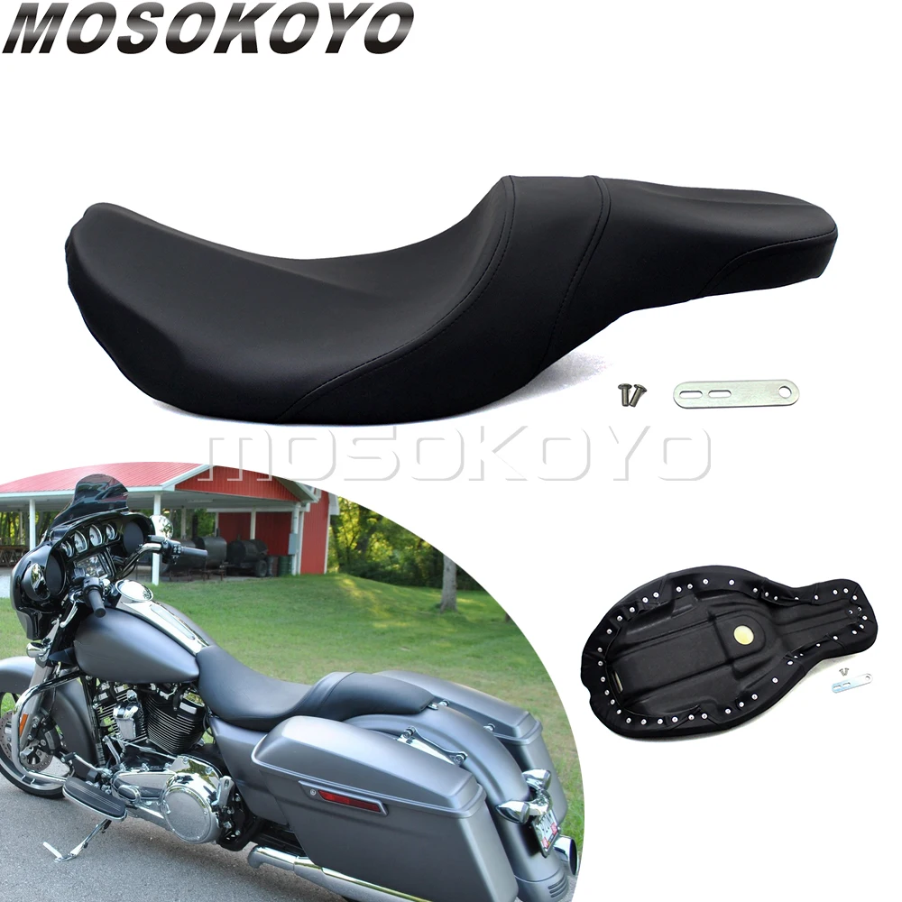 

Motorcycle Stretched Tank 2-Up Seat Low Profit Seat Cushion for Harley Touring Electra Road Street Glide FLHTC FLTR FLHX 08-17