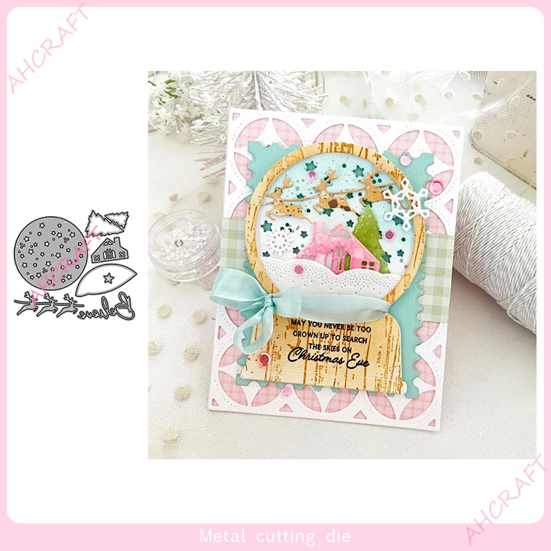 

Металлические Вырубные штампы с рамкой в виде пейзажа и шара для «сделай сам», скрапбукинга, фотоальбома, декоративное тиснение, бумажные о...