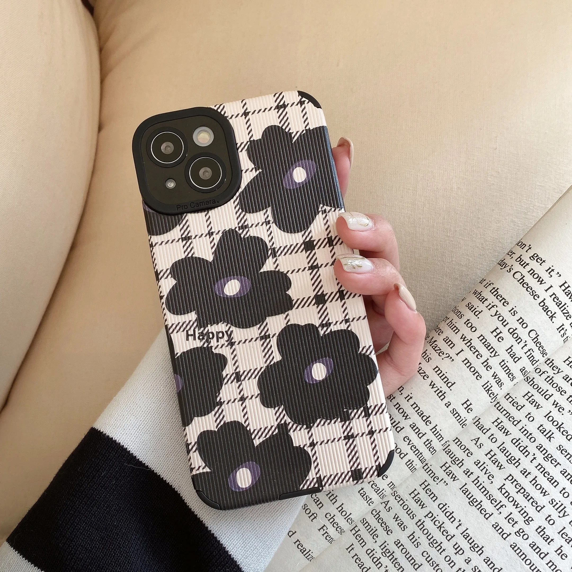 

Fashion Plaid Flowers Lady Girl Soft Phone Cases For IPhone 13 12 11 Pro Max XR XS MAX 8 X 7 SE 2020 Shockproof Shell Gift