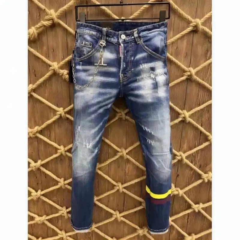 

Fashion Women/Men Jeans Pencil Pants Motorcycle Party Casual Trousers Street Denim Clothing dsq9801