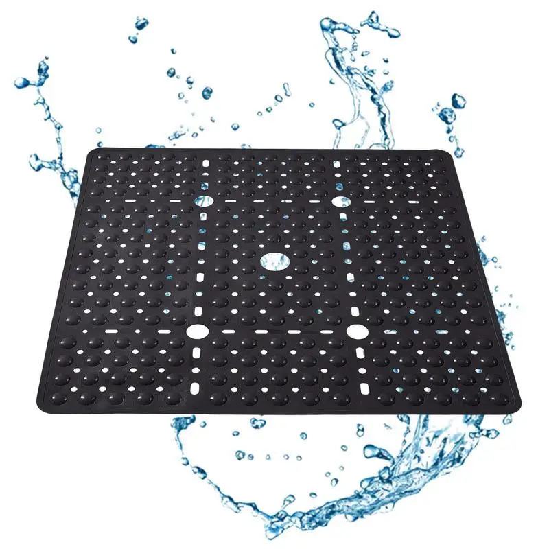 

Shower Mats For Inside Shower Square Bath Mat Anti Slip With Drain Holes Soft Sturdy Anti Slip Bath Mat Machine Washable For