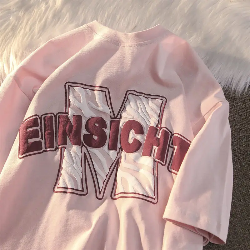 

2022 new trendy brand retro alphabet print short sleeved T-shirt women summer loose couple half sleeved t-shirt y2k top