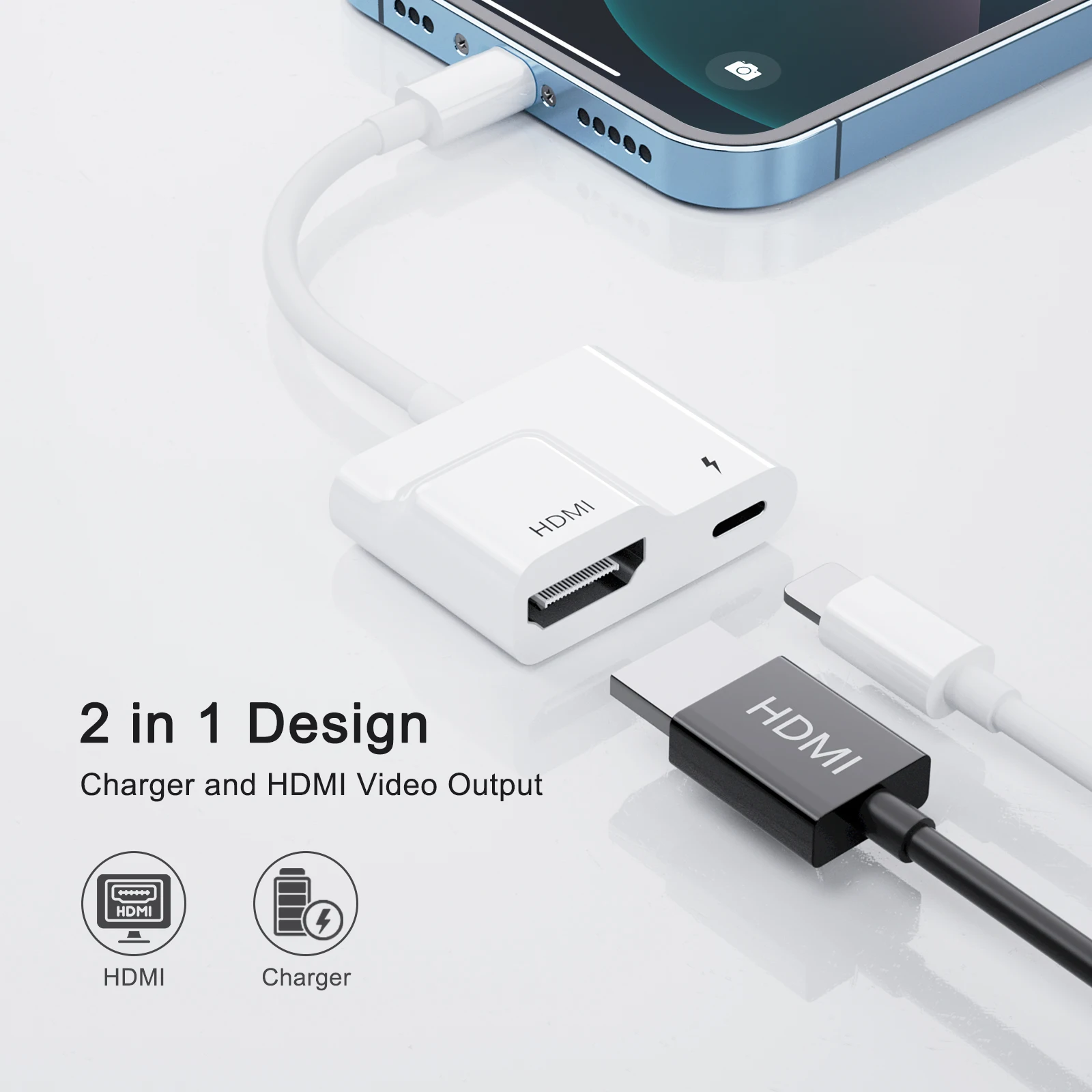 Lightning iPhone to HDMI USB 3 OTG Digital AV Adapter/Cable iPhone to Ethernet 3.5mm Audio Adapter/Dongle Support TV/Projector