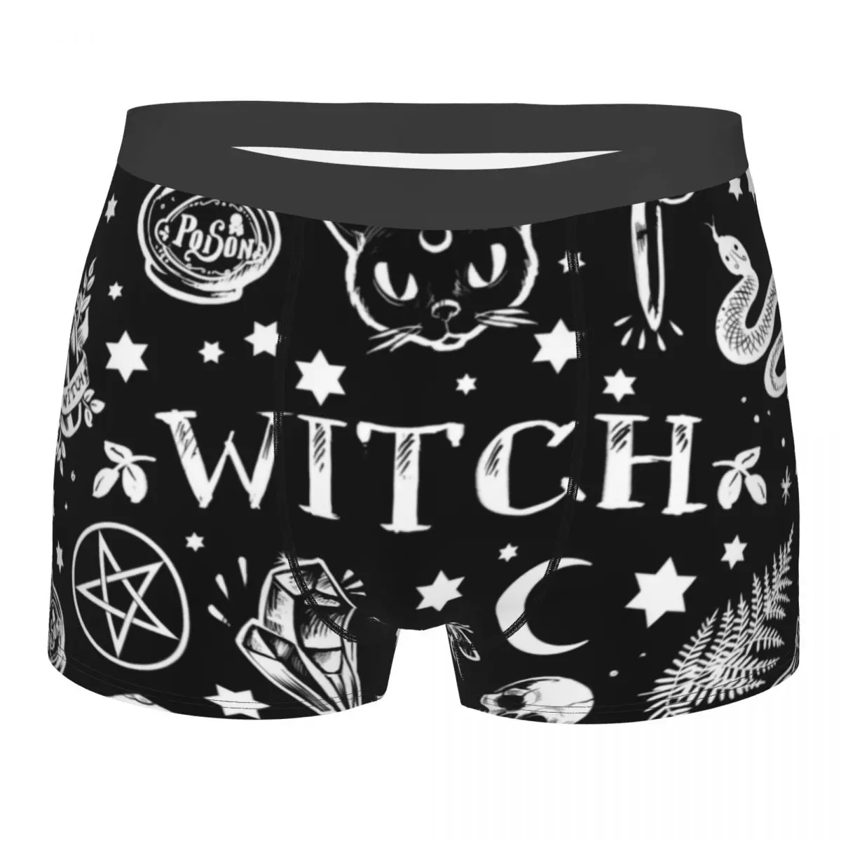 

Novelty Witch Pattern Boxers Shorts Underpants Male Stretch Halloween Occult Gothic Magic Briefs Underwear