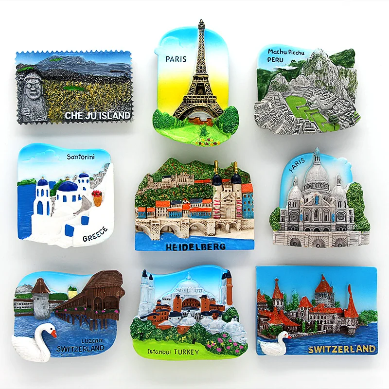 

Collection Gifts Room Decoration Fridge Magnets France Paris Switzerland Turkey Tourist Souvenir 3D Magnetic Refrigerator Paste