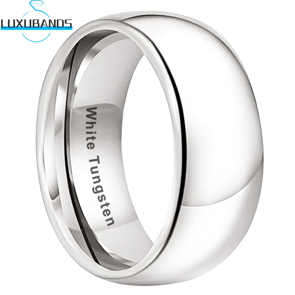 

10mm White Tungsten Carbide For Wemen Men Domed Rings Engagement Wedding Band Polished Finish High Quality Fashion Comfort Fit