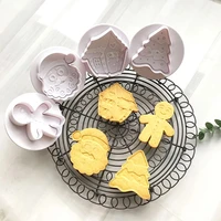 4pcs christmas snowflake gingerbread man kitchen cookie cutter tools xmas shaped biscuit mold new year cake baking decorating