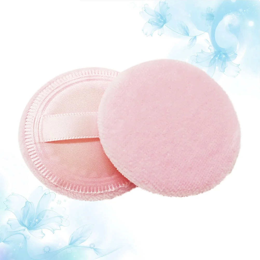 

8pcs Round Makeup Blending Powder Puff Cotton Puff with Ribbon for Foundation Loose (Pink, 6x07cm)