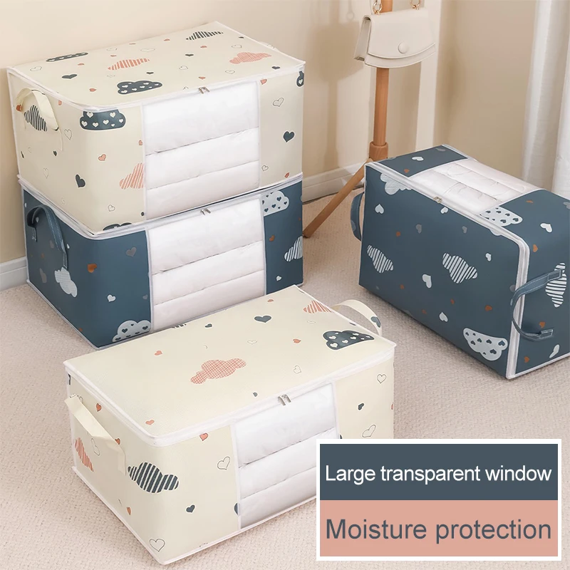

Quilt Clothes Storage Bag Blanket Closet Foldable Organizer Box Non Woven Fabric Dustproof Storage Moisture Proof Moving Bag