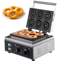 vevor 6 hole electric sweet donut maker stainless steel non stick cooking surface commercial donut fryer waffle cookies machine