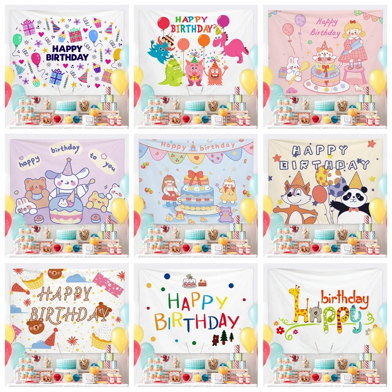 

70x100cm Happy Birthday Party Background Wall Hanging Cloth Room Tapestry Decor Bedside Decor Birthday Party Decor Kids Backdrop