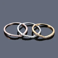 personalized v shaped diamond inlaid three color pair ring sweet and simple womens fresh ring