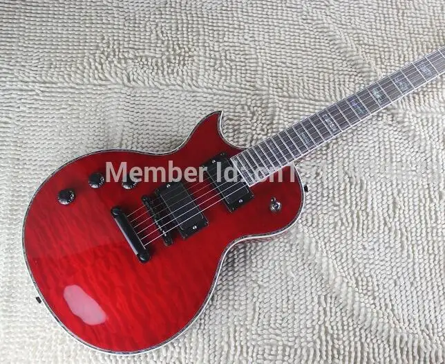 

Hot Wholesale High Quality Mosaic inlay fingerboard Deluxe 6 Strings Active Pickup Left Hand Red Electric Guitar