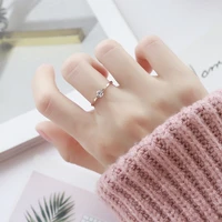 fashion korean version of titanium steel ultra fine single diamond rose gold ring female diamond ring index finger tail ring sim