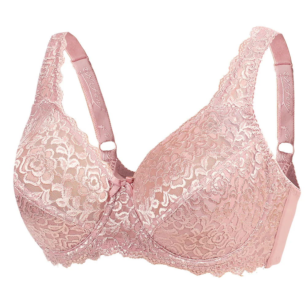 Woman Bra Lace Full Coverage Bras Underwire Unlined Ladies Big Size Floral C D D E F G H I 34 36 38 40 42 44 46