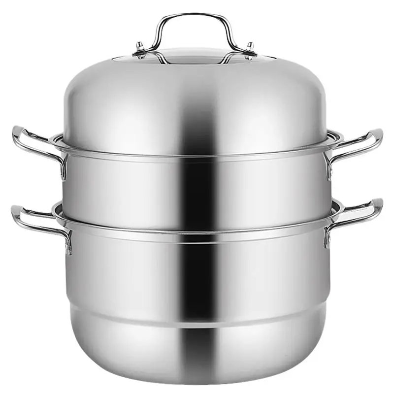 

1pc Stainless Steel Stockpot Storage Container Home Supply (Three-layer, 28cm)
