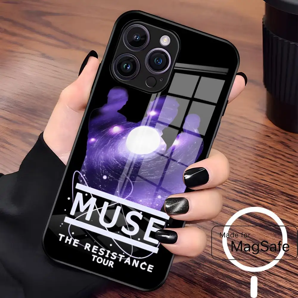 Фото Чехол для телефона Band M-Muse для iPhone 17 Air 16 15 14 Plus 13 12 Mini 11 Pro Max, стеклянный магнитный чехол №3