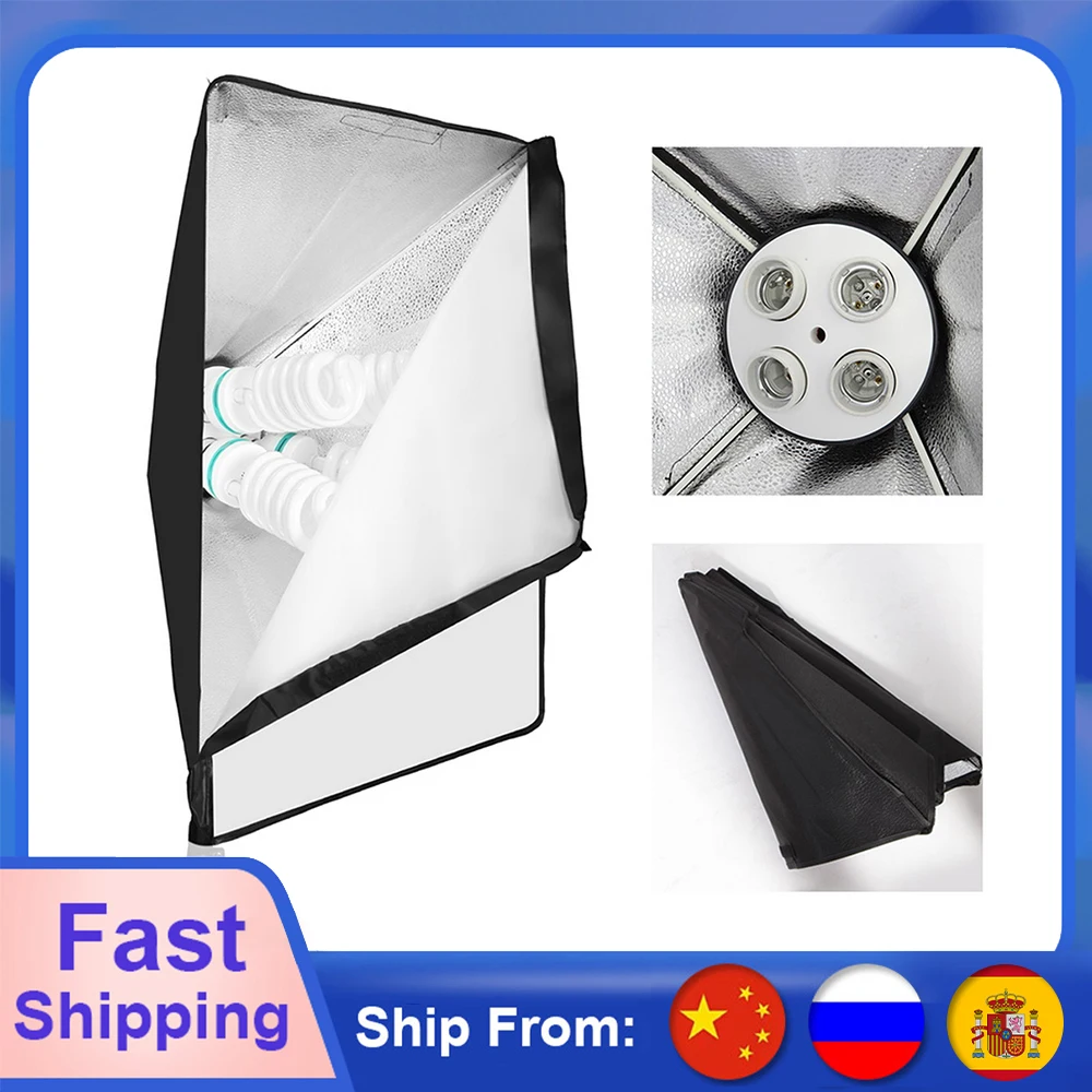 Студийный световой софтбокс держатель для лампы E27 4 в 1 50*70 см 2 стенда по м |
