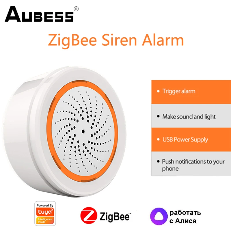 

Aubess Tuya Zigbee Smart Siren Alarm Sound Detector With Temperature And Humidity Sensor Smart Home Security System Alexa Google