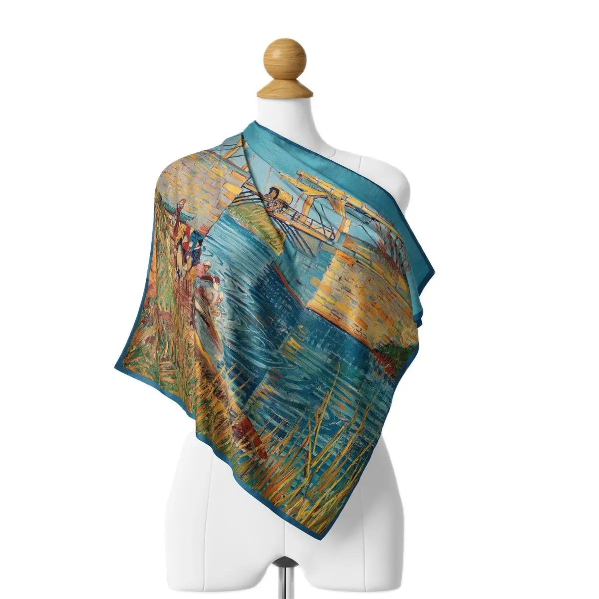 

2023Bridge of Arles Headband Women Fashion Scarf Oil Painting Lady Hair Band Foulard Souvenir Neckerchief Female Women Gift