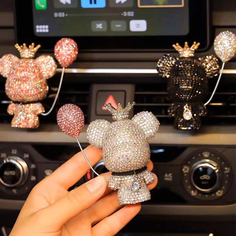 

Новый очаровательный медведь, освежитель воздуха, украшения, креативное Хрустальное украшение с бриллиантами, ожерелье, автомобильные акс...