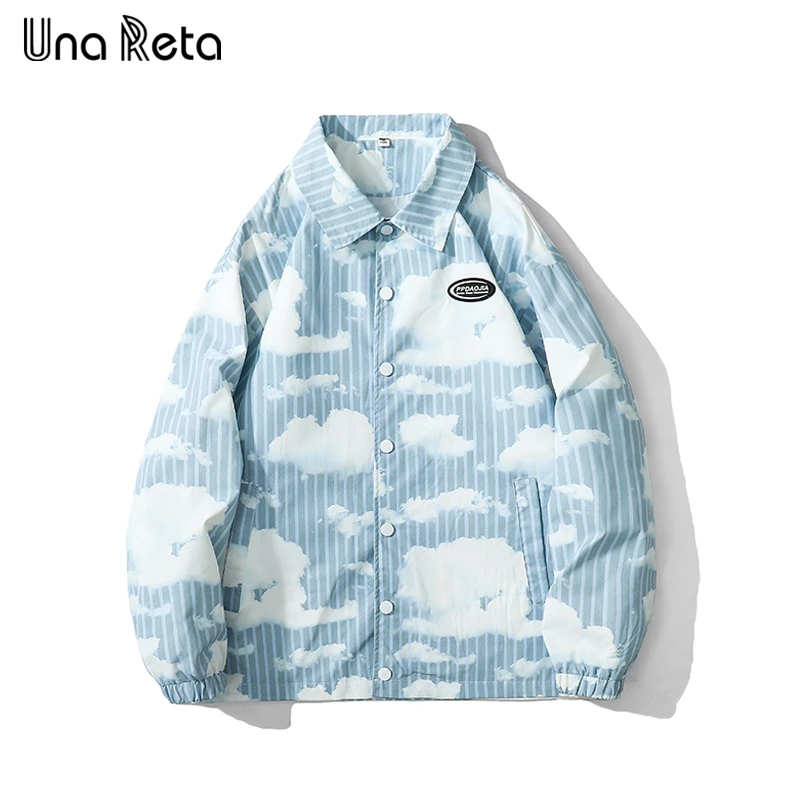 

Una Reta Men Jacket Spring New Men Clothing Streetwear Harajuku Coach Jacket Hip Hop Unique print single breasted Jacket Coat