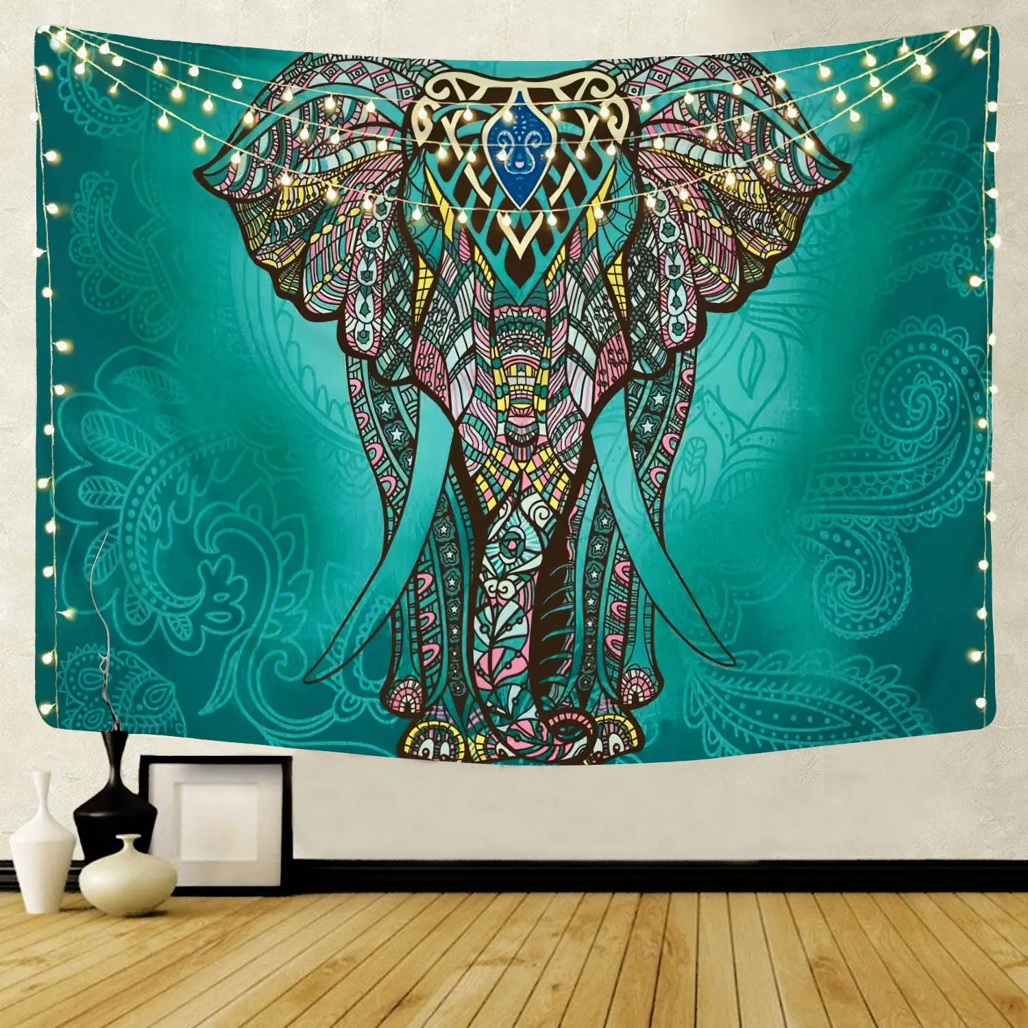 

Bohemian Mandala Elephant Tapestry Wall Hanging Beach Towel Polyester Sandy Beach Picnic Throw Rug Blanket Camping Tent