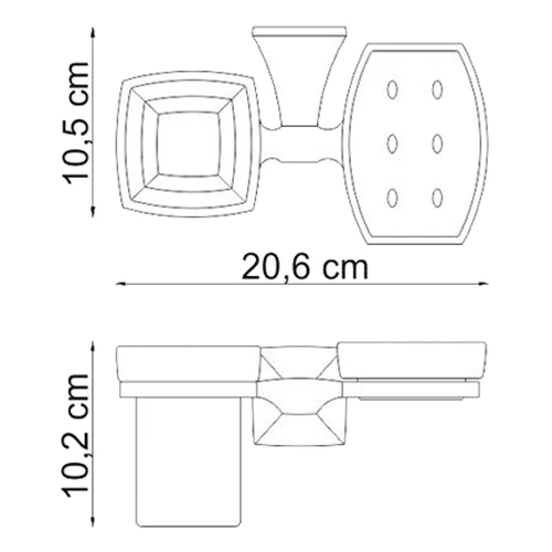 Держатель мыльницы и стакана WasserKRAFT Wern K-2526 (Материал: Стекло/Металл