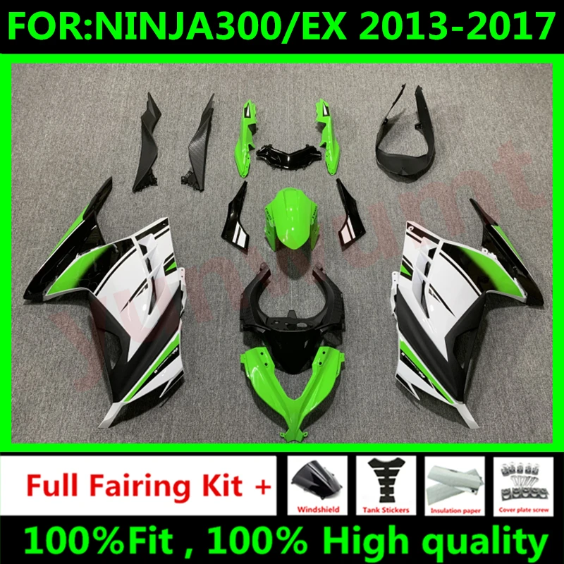

Новый корпус из АБС-пластика для ninja EX 300 EX300 ZX300R ninja300 2013 2014 2015 2016 2017 комплект обтекателей зеленый белый
