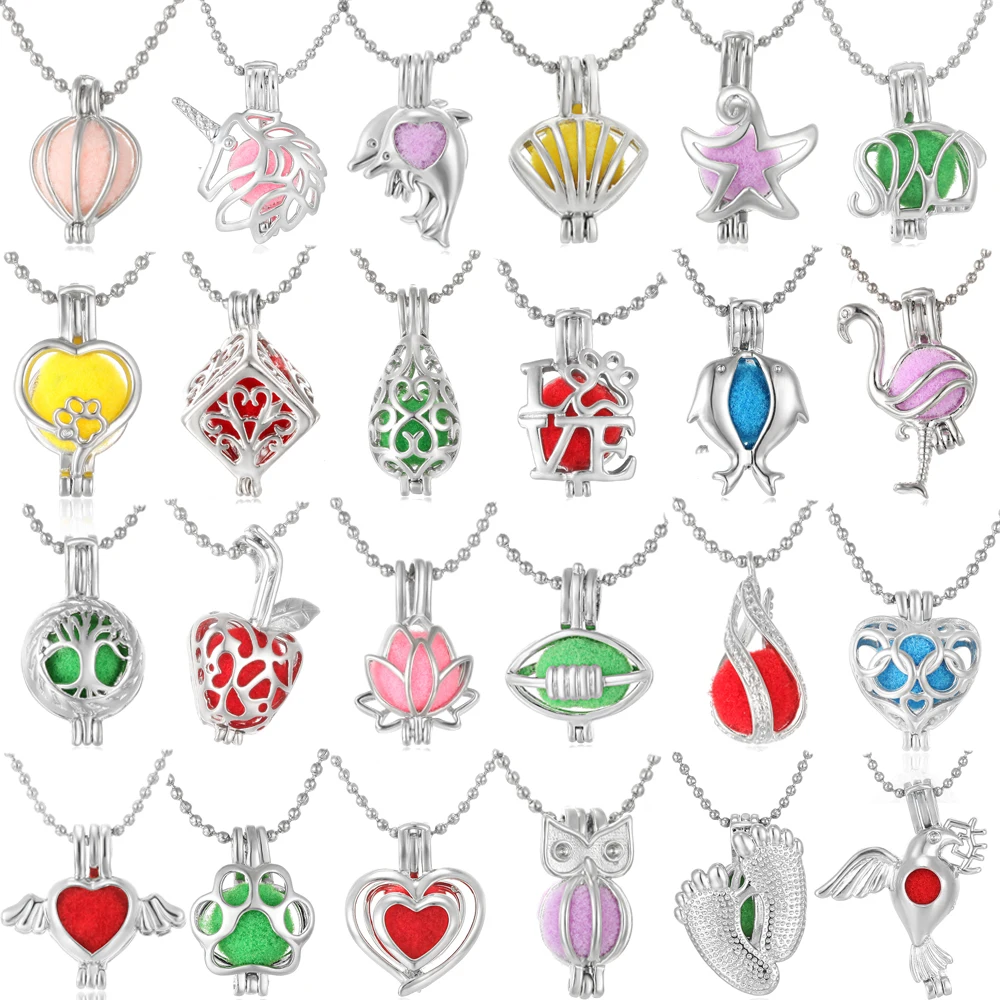 Оптовая партия 10 штук Мини-амбарного диффузора с ароматерапией Ожерелье с вырезом цветка Запаховый ложе для эфирных масел на цепочке.