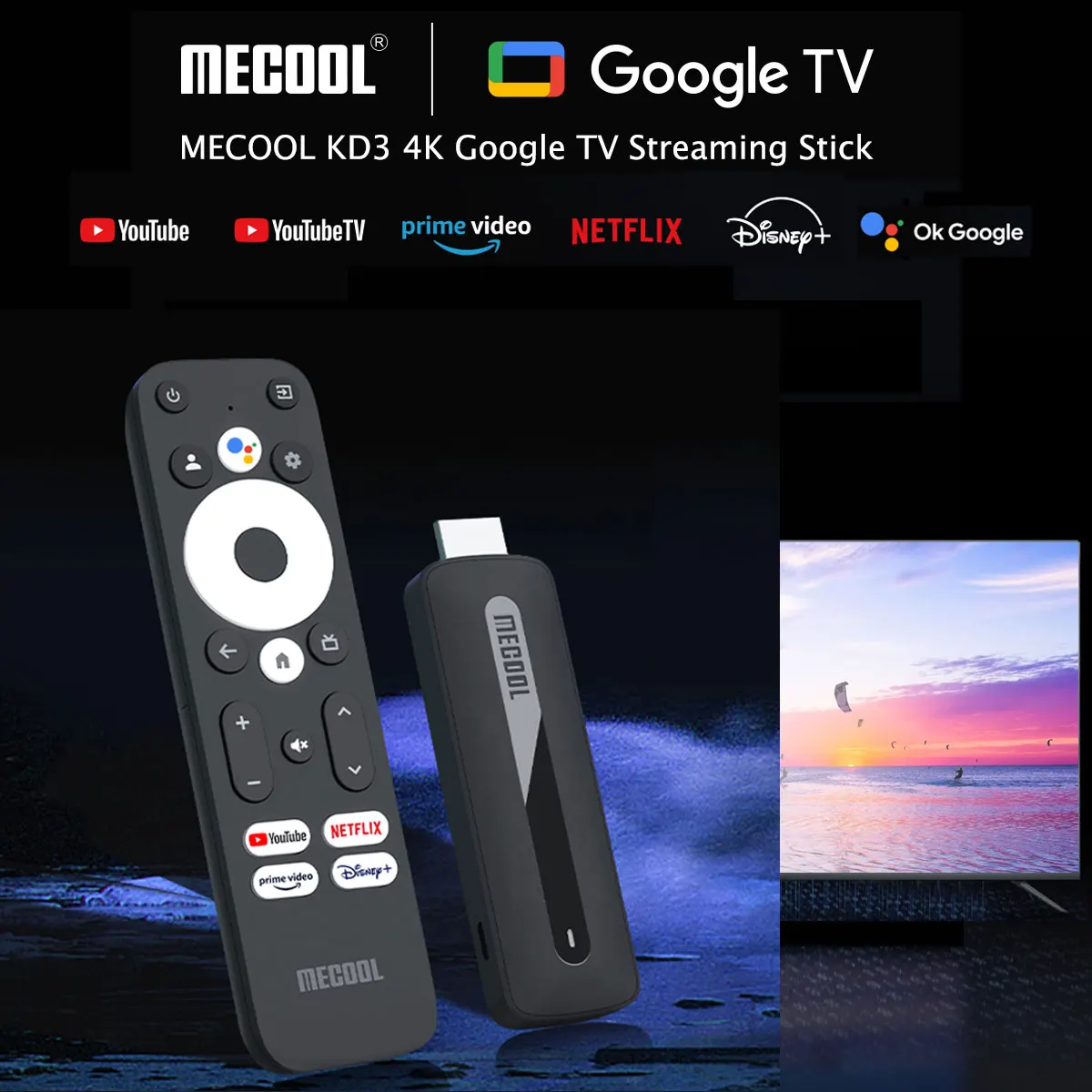 

Mecool KD3 4K TV Stick for Netflix Android 11 smart TV box With Amlogic S905Y4 2G+8G WiFi 2.4G/5G HDR 10 Media Player dongle