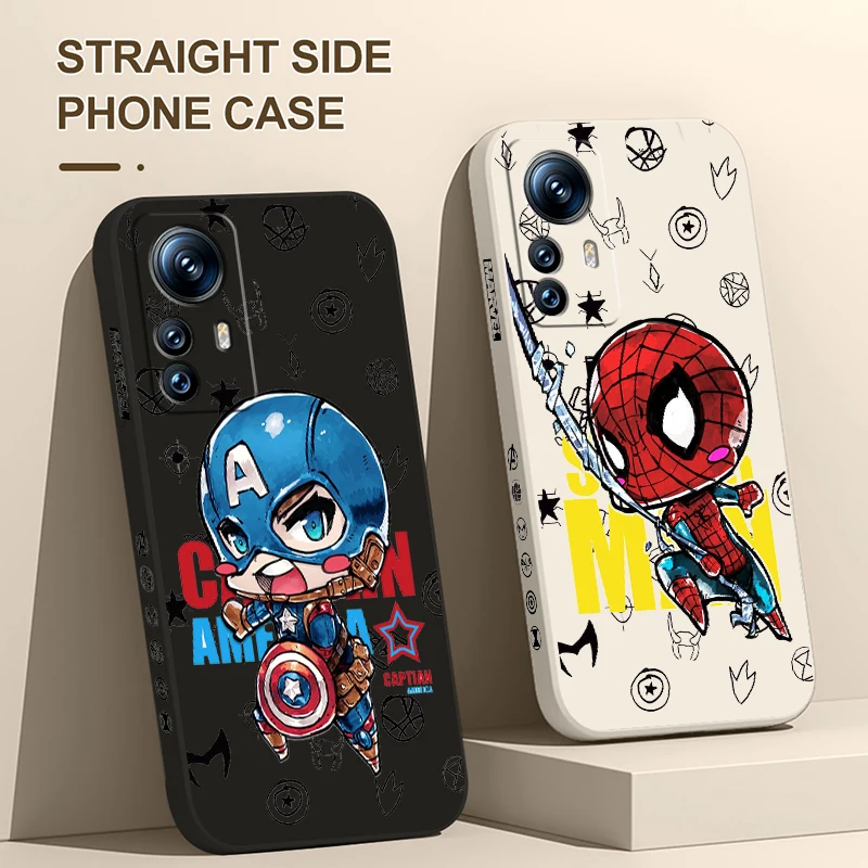 

Marvel Hero Cute Liquid Left Rope Phone Case For Xiaomi Mi 12S 12X 12T 12 11i 11T 11 10 10S 10T Pro Lite Ultra 5G