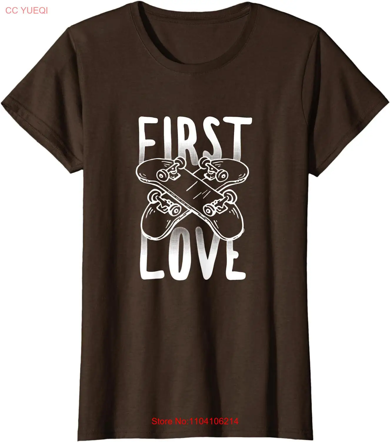 Скейтборд Was My First Love Скейтбординг Крутой подарок Женская футболка с круглым