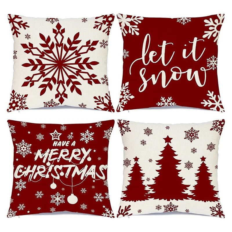 

Рождественские украшения, наволочки 18x18, набор из 4 фермерских подушек для дивана, Рождественский Декор, наволочки для диванных подушек