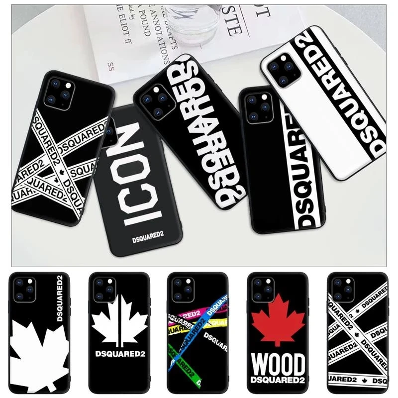 

Maple Leaf Dsquared2SS Brand Black Silicone Mobile Phone Case For IPhone 12 11 Pro Xs Max X Xr 6 7 8 5 se 2020