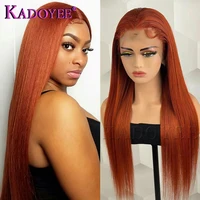 orange ginger colored human hair wig 13x4 lace front wigs pre plucked brazilian 250 density remy straight lace wigs for women