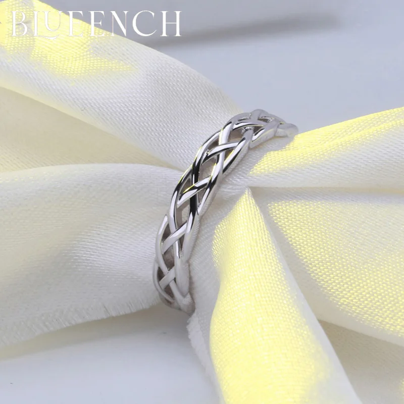 

Blueench 925 Sterling Silver Mesh Hollow Ring Is Suitable For Ladies And Men Wedding Party Stylish Simple Jewelry