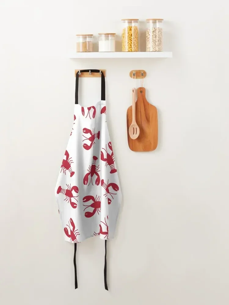 Красный фартук с бесшовным рисунком лобстеров кухонный для мужчин кухонные