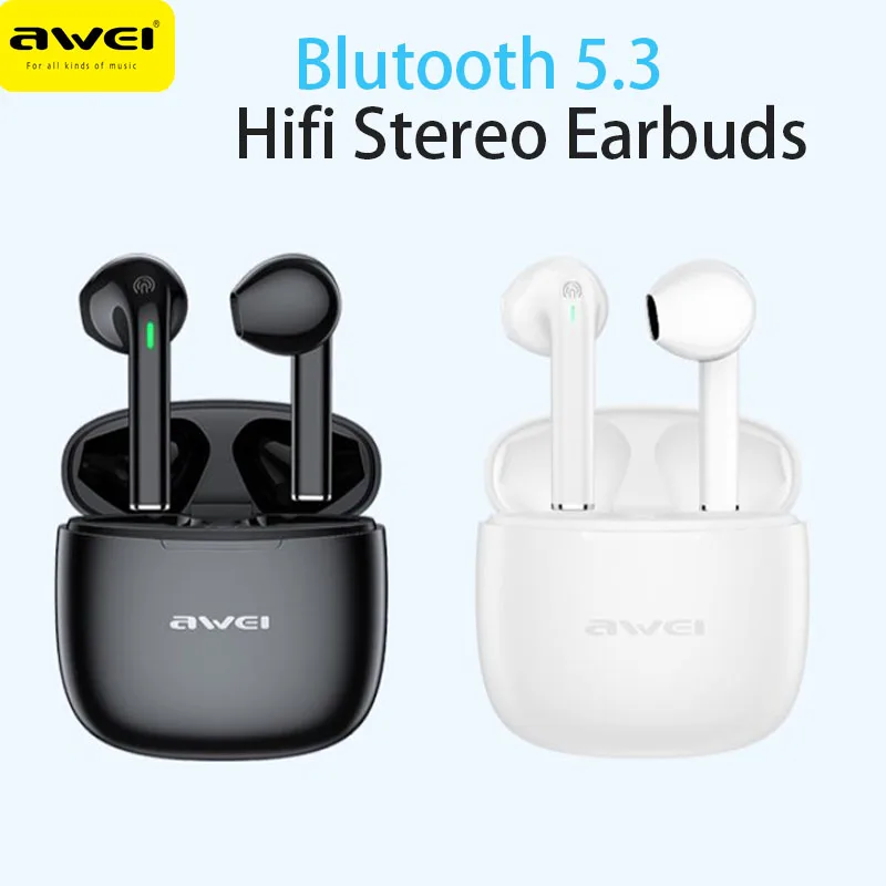 

Awei T26 Pro Wireless headphones Bluetooth 5.3 earphones Hifi Stereo Sport Headset Noise Reduction TWS Earbuds with Mic